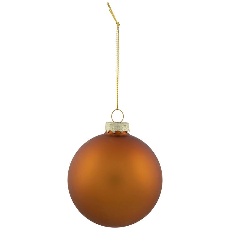 6ct Bronze Amber Glass 2-Finish Christmas Ball Ornaments 3.25" (80mm)