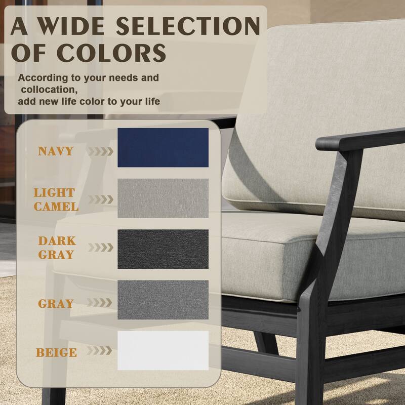 Outdoor Teak Wood Club Chairs with Cushions (Set of 2)