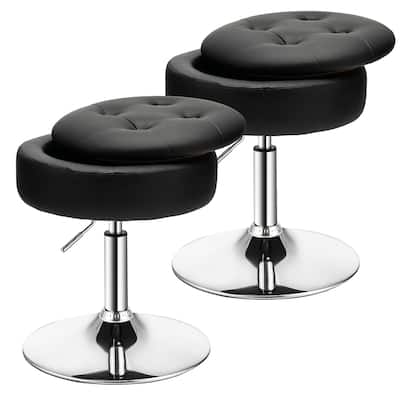 Costway Set of 2 Adjustable Vanity Stool Swivel Storage Makeup Chair - See Details