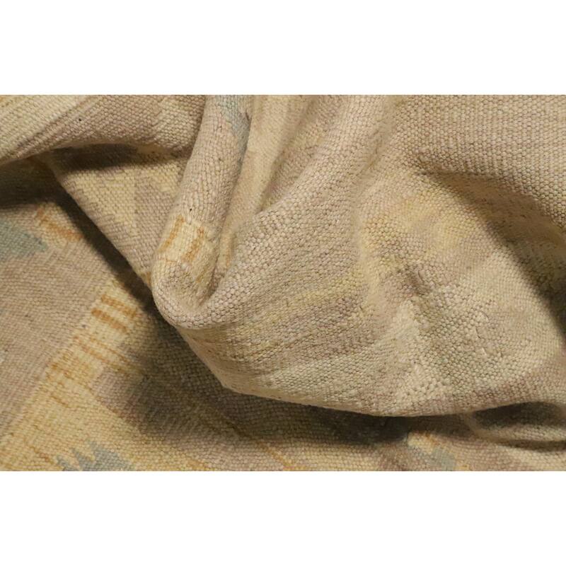Hand Woven Oriental 100% Wool Carpet Southwestern Tribal Yellow & Gold Kilim Area Rug - 5' 1'' X 3' 1''