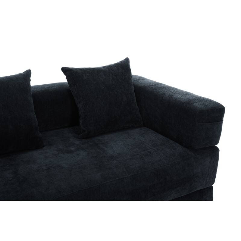 Queen Foldable Sofa Bed, 6-in-1 Convertible Sleeper Sofa with Mattress, Chaise Lounge Loveseat with Removable Cover