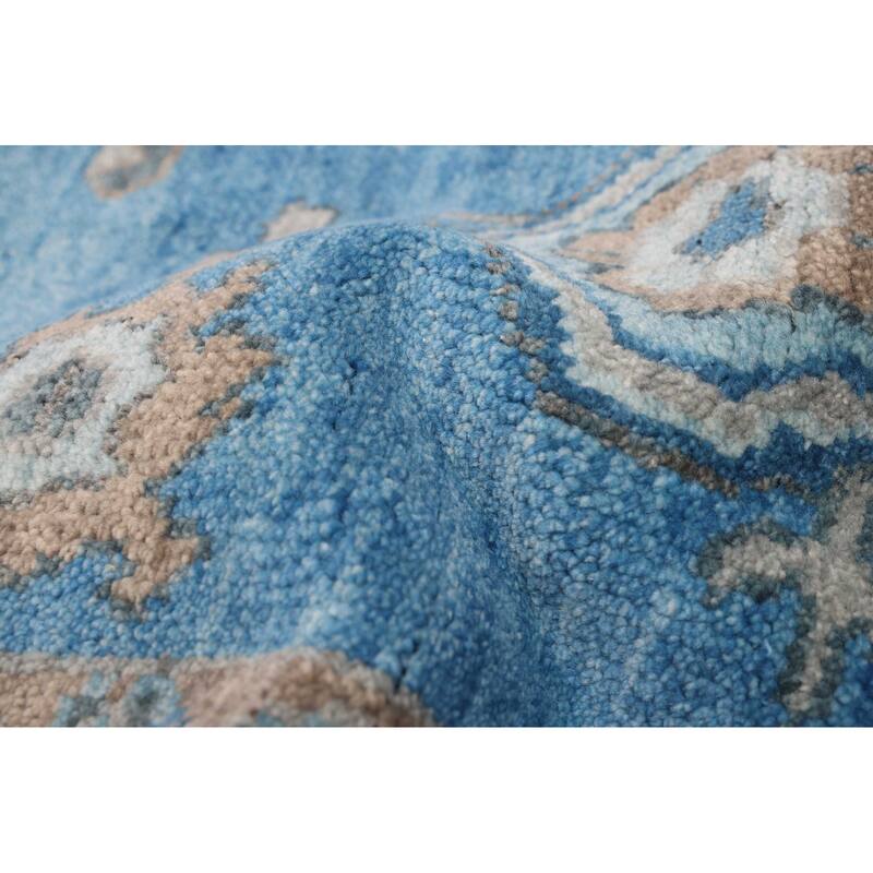 ECARPETGALLERY Hand-knotted Modern Oushak Blue Wool Rug - 9'1 x 11'10