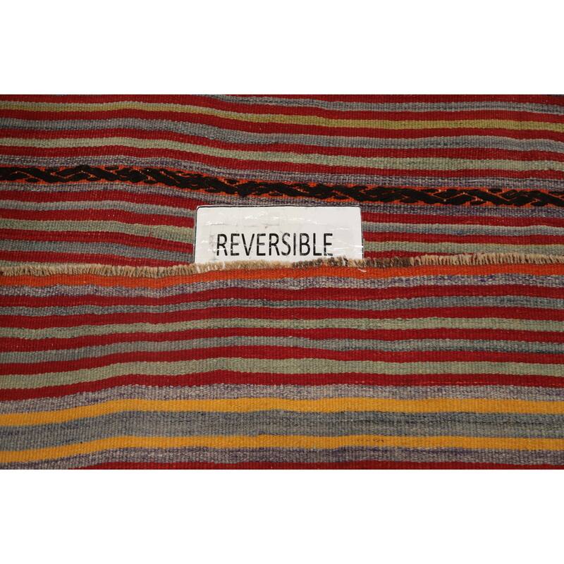 Hand Woven Oriental 100% Wool Carpet Southwestern Tribal Multi-Colored Kilim Area Rug - 8' 5'' X 5' 1''
