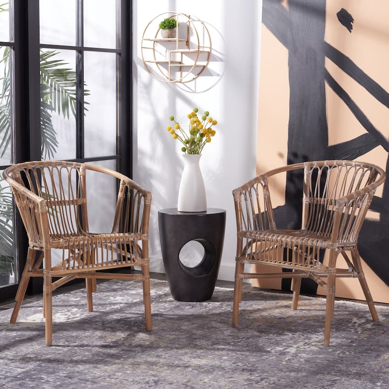 SAFAVIEH Silia Rattan Accent Chairs (Set of 2) - 22.8" W x 23.6" L x 30.3" H - 23Wx24Dx30H