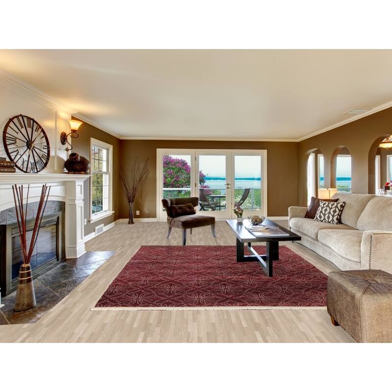 Red Art & Craft Oriental Living Room Area Rug Hand-knotted Wool Carpet - 7'11" x 9'10"
