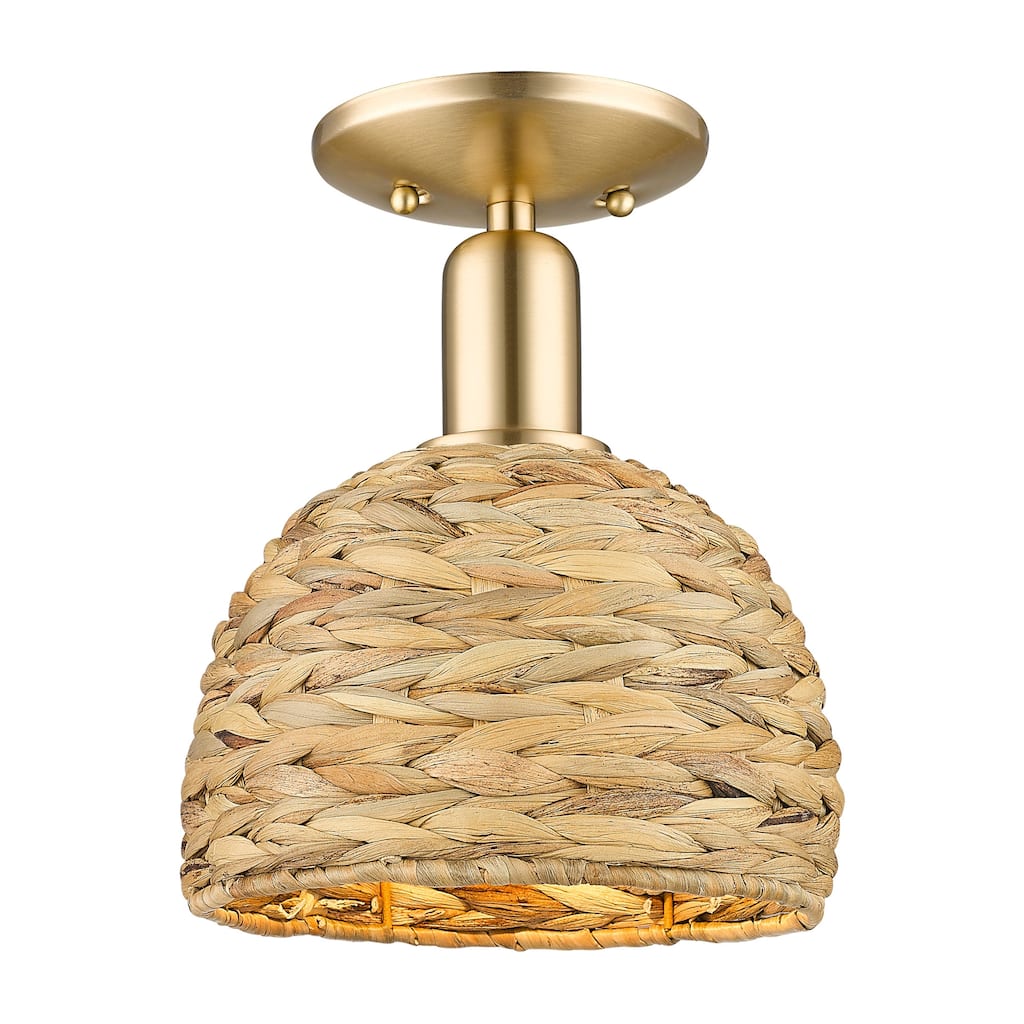 Innovations Lighting 716-1C-11-8 Woven Rattan Semi-Flush Woven Rattan
