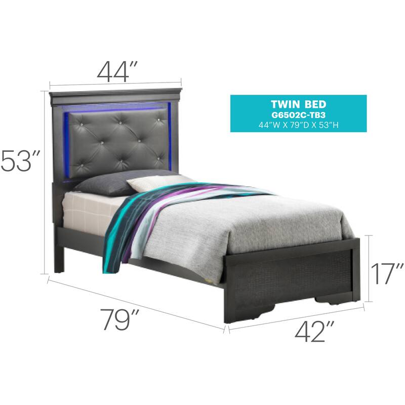 Bed Frame(Only Bed) - Twin - Black