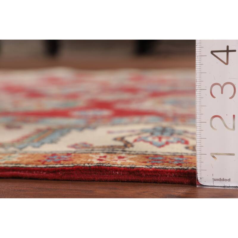 Geometric Red Kazak Oriental Area Rug Handmade Bedroom Wool Carpet - 5'0" x 6'9"