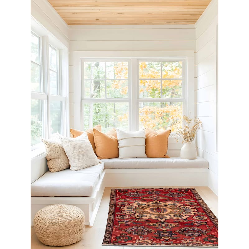 ECARPETGALLERY Hand-knotted Andelz Red Wool Rug - 4'0 x 6'5