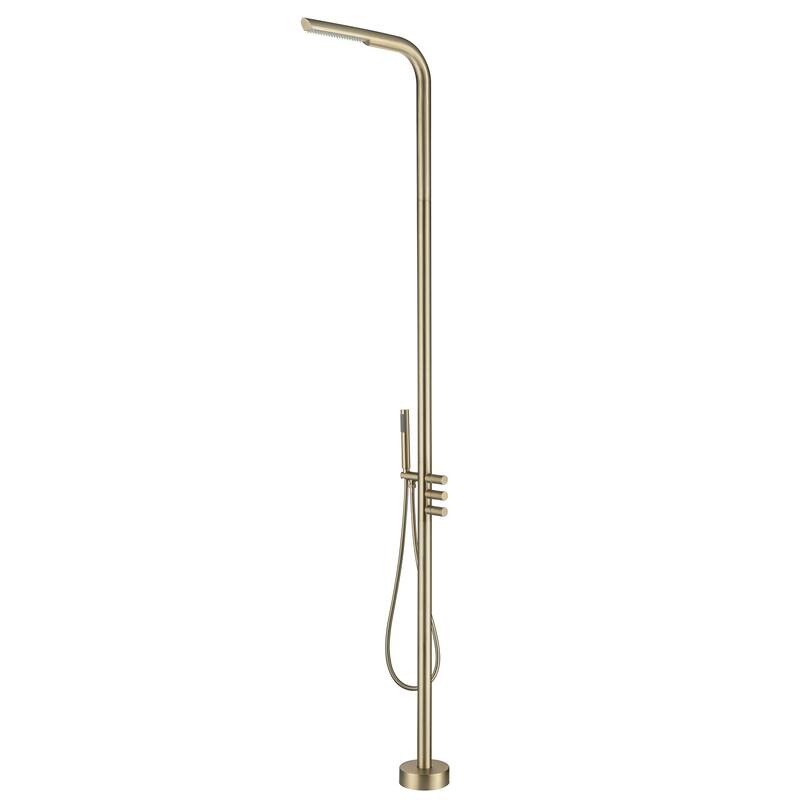Rbrohant Freestanding Stainless Steel + Brass Outdoor Shower