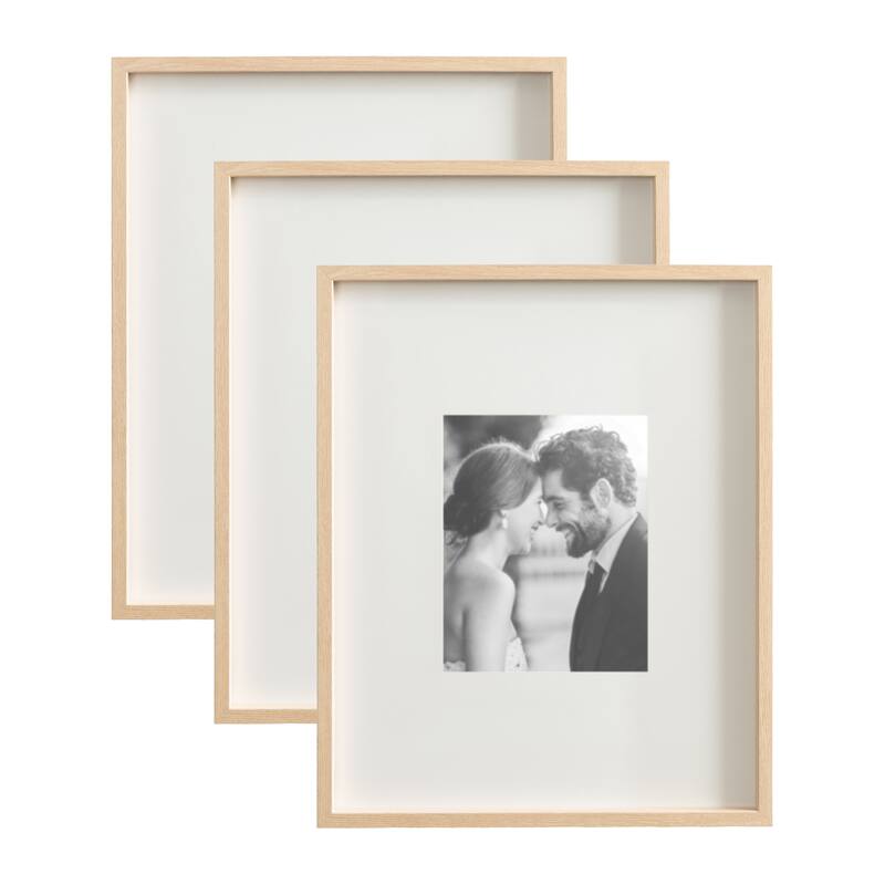 Kate and Laurel Gibson Photo Frame Set - 3 Piece 16x20 matted to 8x10 - Natural
