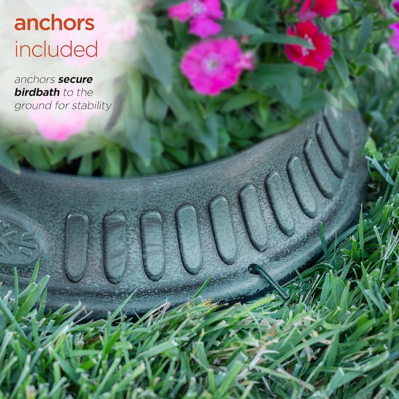 Alpine Corporation 25" Tall Outdoor Birdbath with Planter Yard Statue, Green