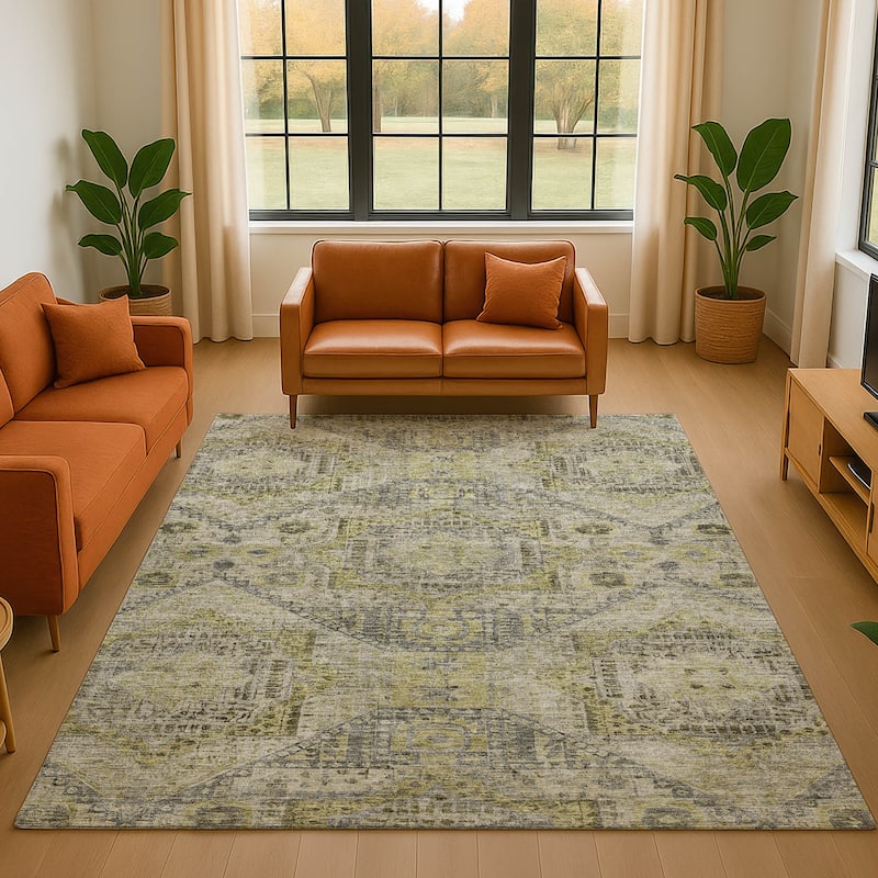 Premium Washable Super Soft Vintage Traditional Mayfield Rug - Khaki - 2'6" x 3'10"
