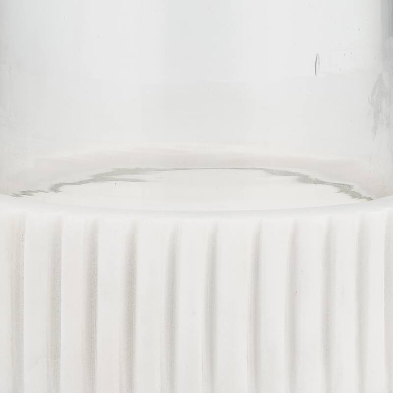 White Marble Hurricane Candle Holder Contemporary Marble and Glass Decorative Candle Display for Home or Office Accent