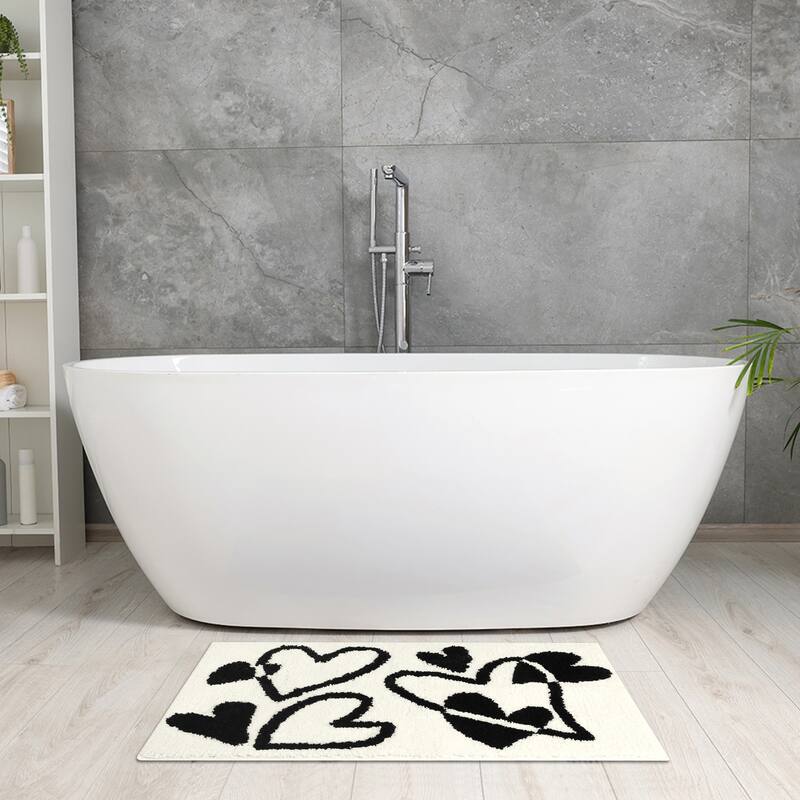 Cute Heart Pattern Bathroom Rug, Ultra Soft Non-Slip Bath Mat, Shaggy Soft and Absorbent Bath Carpet for Sink, Shower