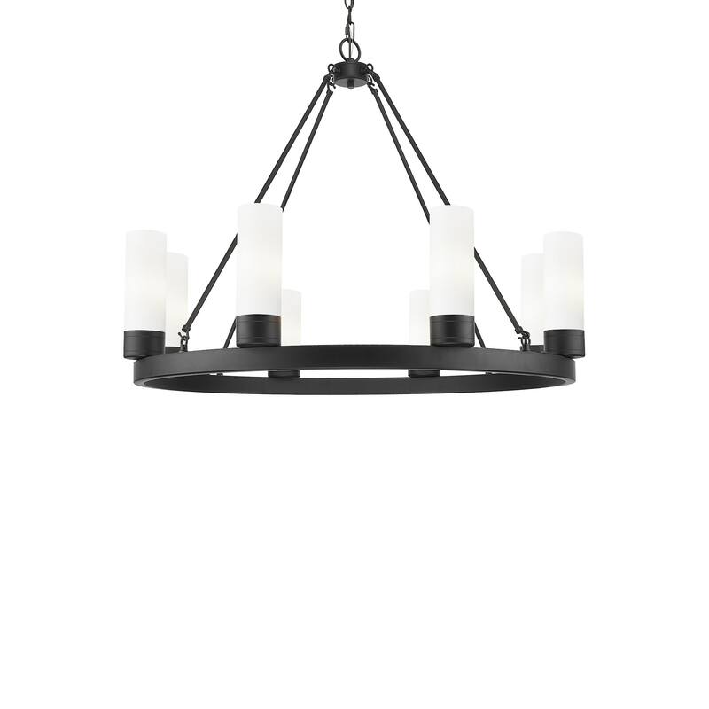 Innovations Lighting 617-8CR-28-36-8 Boreas Chandelier Boreas 8 Light - Matte Black / White