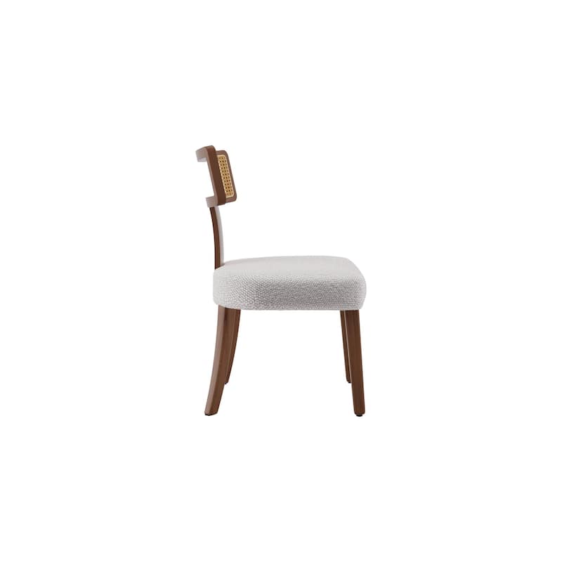 Set of 2 Mid-Century Modern Dining Chairs – Solid Wood Frame with Woven Rattan Backrest, Stylish Accent Chairs .