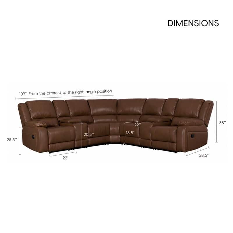 109" W Modern Contemporary Faux Leather 7 Piece Sectional Recliners