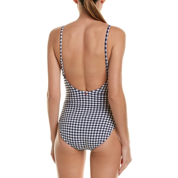 red carter smocked swimsuit