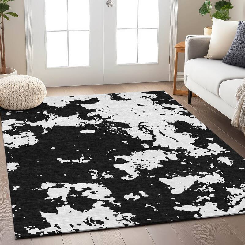 Machine Washable Indoor/ Outdoor Chantille Abstract Rug