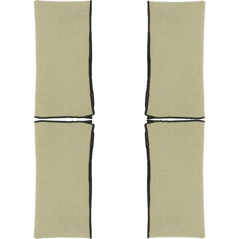 Stonewashed Linen Napkins With Stitched Border Design (Set of 4)