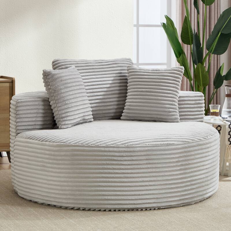 Round Sofa Bed with Memory Foam Sectional Couches for Living Room, Cloud Couch with 3 pillows - Grey