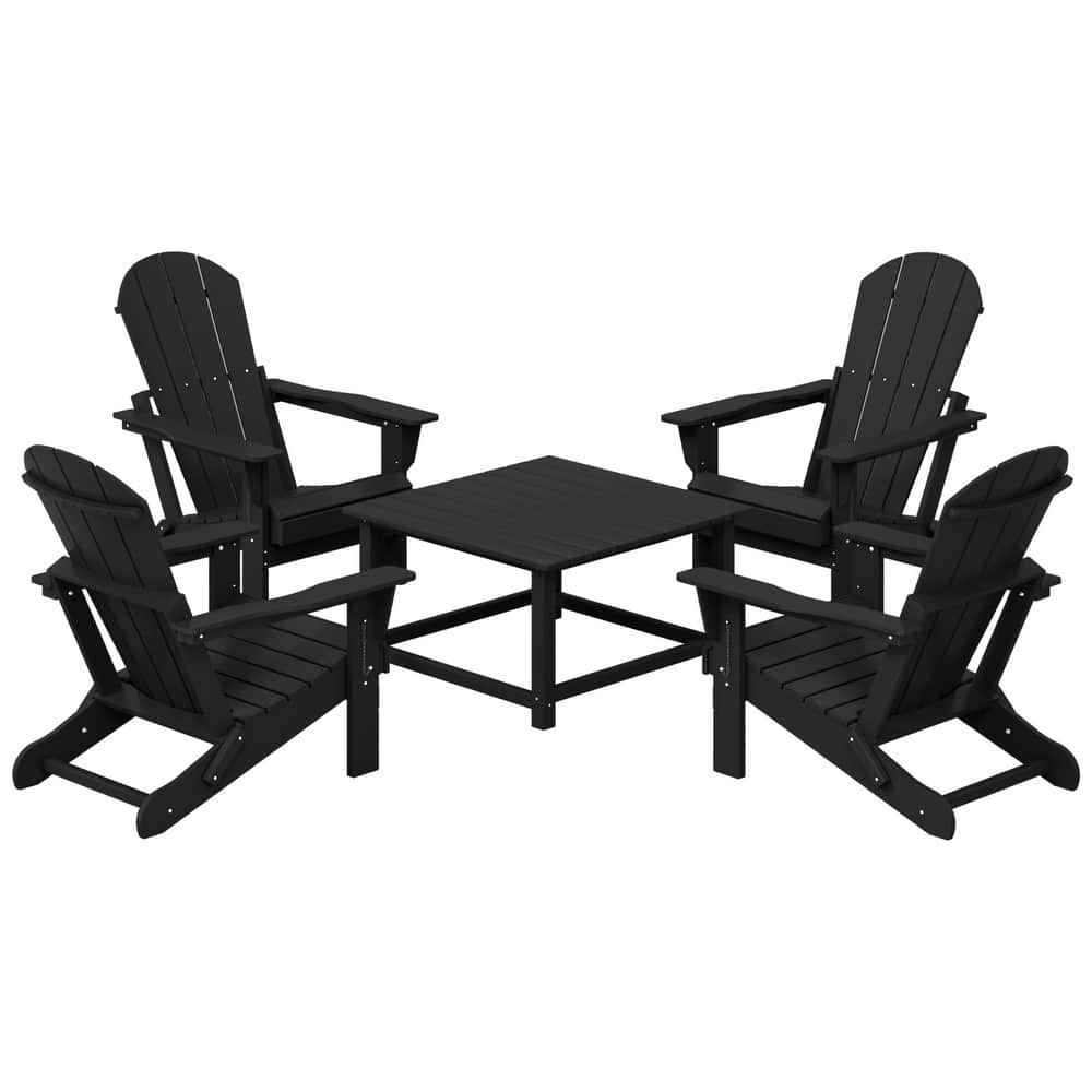 Laguna Outdoor 5-Piece Adirondack Chair With Square Coffee Table Conversation Set