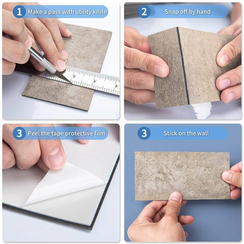 Art3d Peel and Stick Wall Tile for Kitchen Backsplash, Bathroom, Fireplace, 3in. x 6in. Stick on Subway Tile