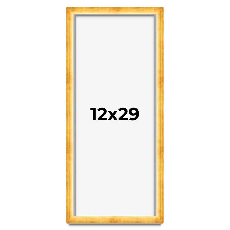 12x29 Shadow Box Frame Gold | 1.625 Inches Deep Real Wood Traditional