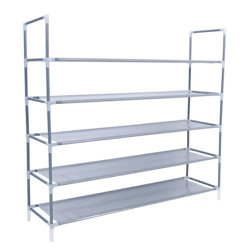 5 Tier Racks Standing Shoe Rack Organizer Storage,25 Pairs Shoes Shelves Space - Grey