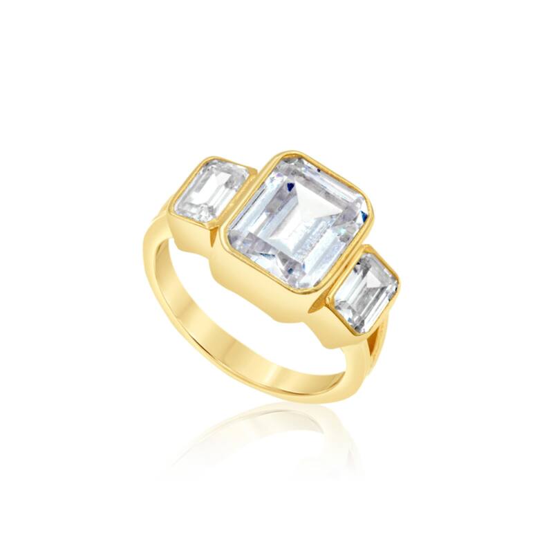 SHYMI Three Stone Bezel-Set Statement Ring