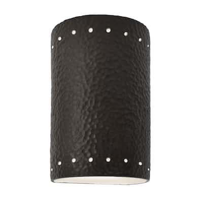 Justice Design Ambiance - Small ADA Cylinder w/ Perfs Wall Sconce - Open Top & Bottom - Replaceable Bulb
