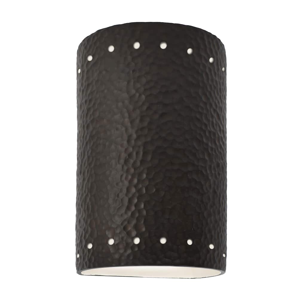 Justice Design Ambiance - Small ADA Cylinder w/ Perfs Wall Sconce - Open Top & Bottom - Replaceable Bulb