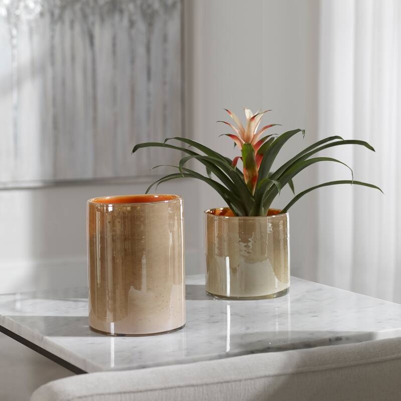 Uttermost Tangelo Beige Orange Vases (Set of 2)