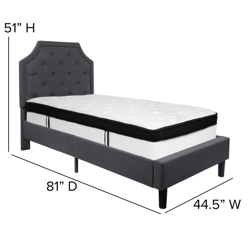 Arched Tufted Platform Bed and Memory Foam Pocket Spring Mattress