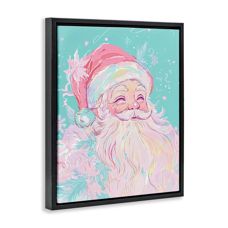 Stupell Pastel Jolly Santa Claus Framed Floater Canvas Wall Art Design By Arlington Prints