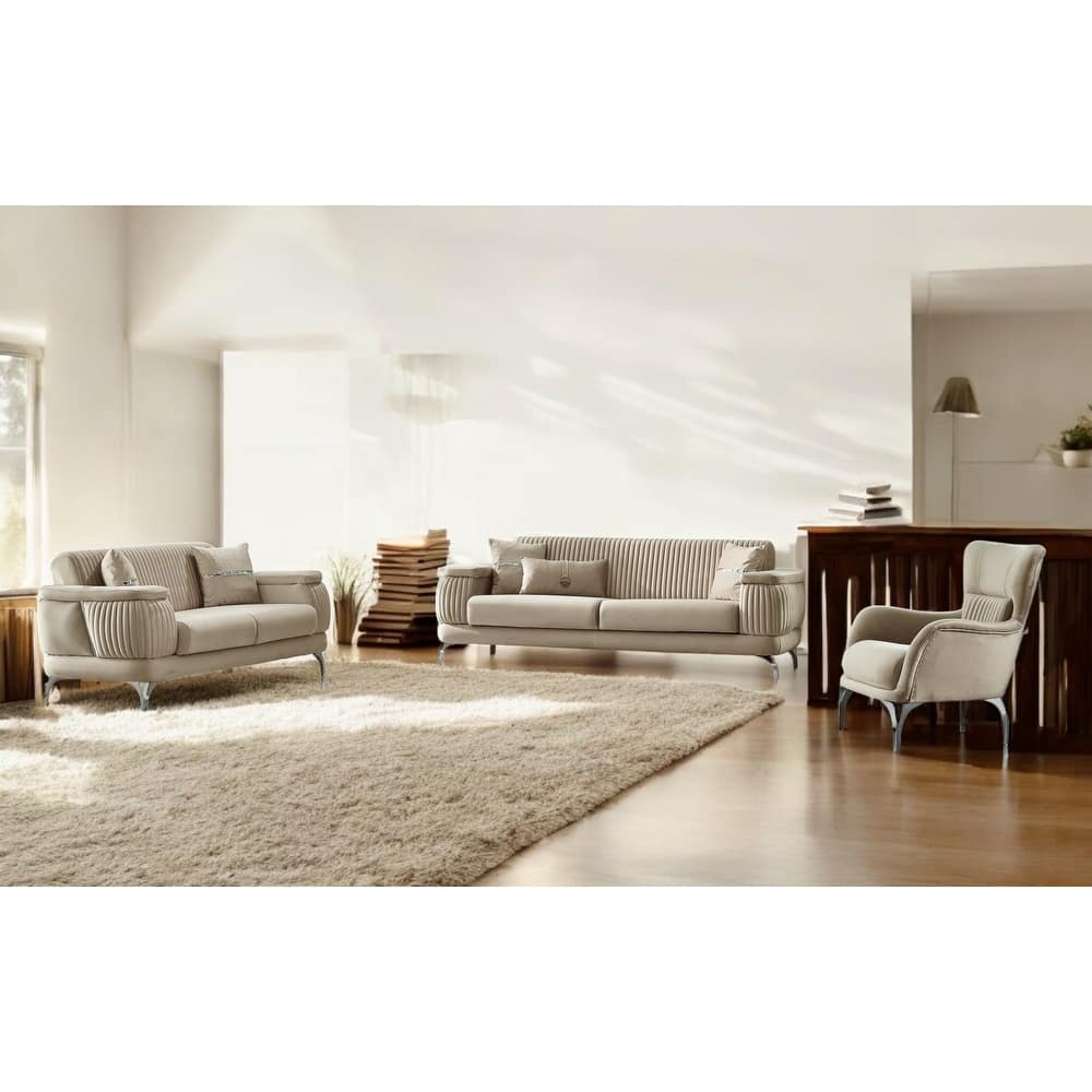 Flora 4 Pieces Living Room Sets 1 Sofa 1 Loveseat 2 Chair
