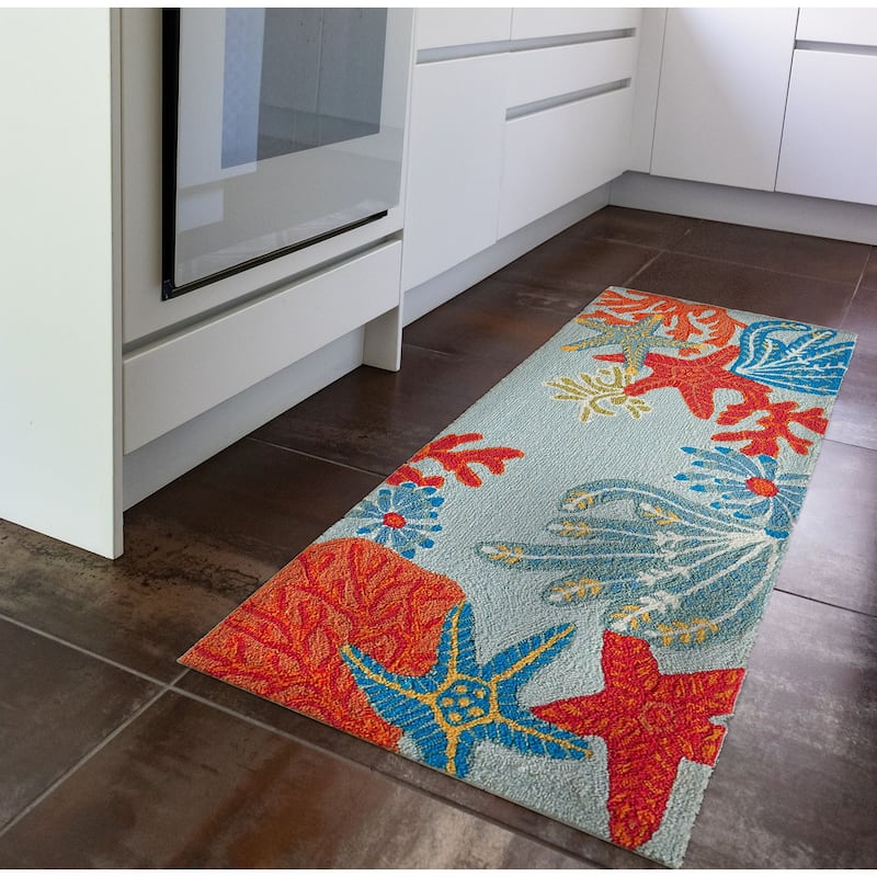 Liora Manne Ravella Ocean Scene Indoor/Outdoor Rug Aqua - 2' x 5'
