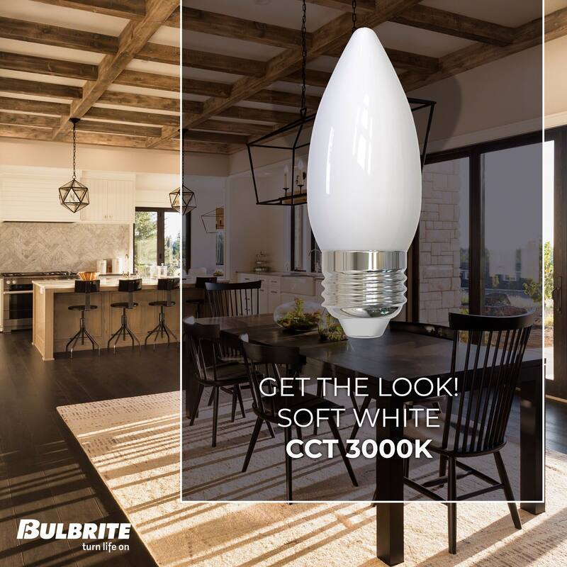 Bulbrite LED Filament Pack of (4) 5.5 Watt Dimmable B11 Light Bulbs with Clear Glass Finish and Medium (E26) Base - 3000K