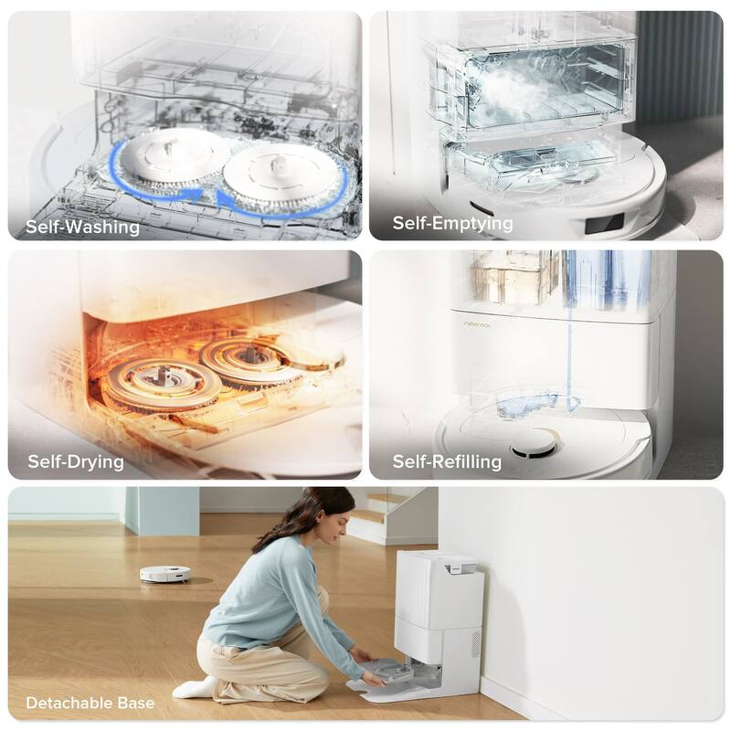 (Refurbished)Roborock Qrevo Robot Vacuum Cleaner, Self-Emptying, Self-Drying,5500Pa Suction, Dual Spinning Mops, Mop Lifting