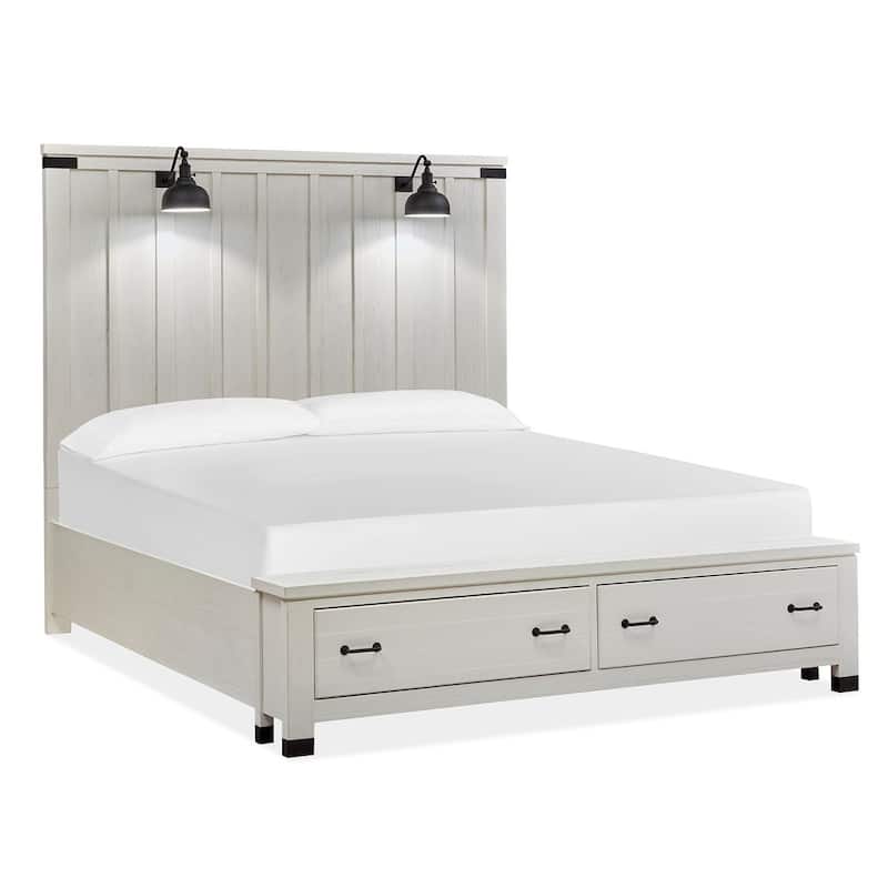 Magnussen Home Harper Springs Silo White Queen Lamp Panel Storage Bed - Silo White - Queen