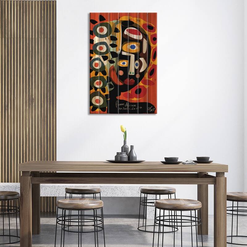 African Woman Is Dreaming Print On Wood by Emmanuel Signorino - Multi-Color