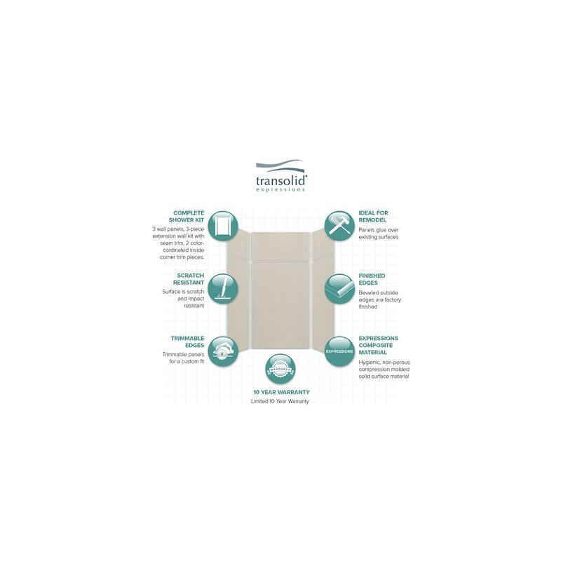 Transolid Expressions 48-in X 48-in X 96-in Glue to Wall Shower Walls - 48" x 48" x 96" - 48" x 48" x 96"
