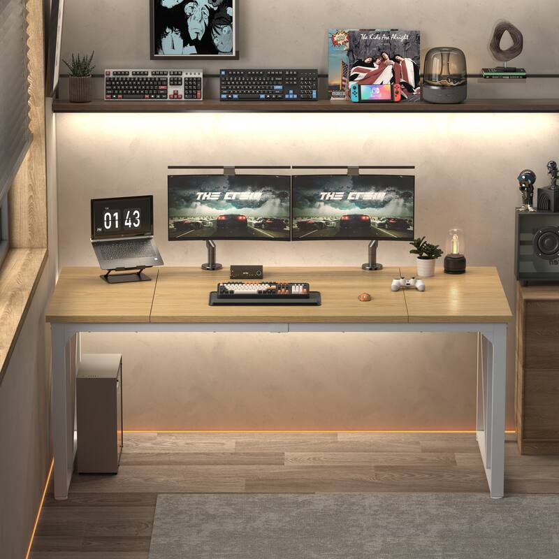 Computer Desk 70×30.7 Inch Gaming Desk with Deeper & Thicker Desktop, Office Desk Work Desk for Home Office
