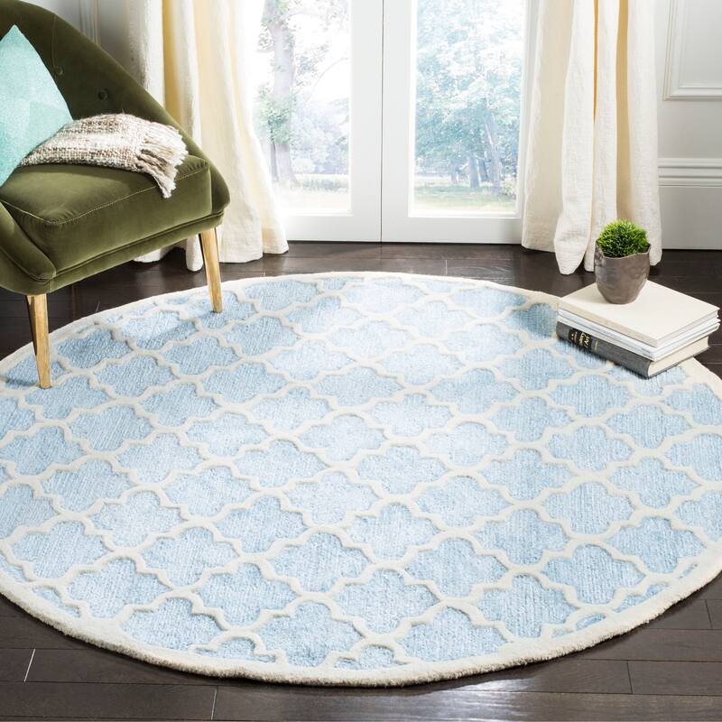 SAFAVIEH Handmade Precious Melanya Modern Polyester Rug - 6' Round - Mist Blue