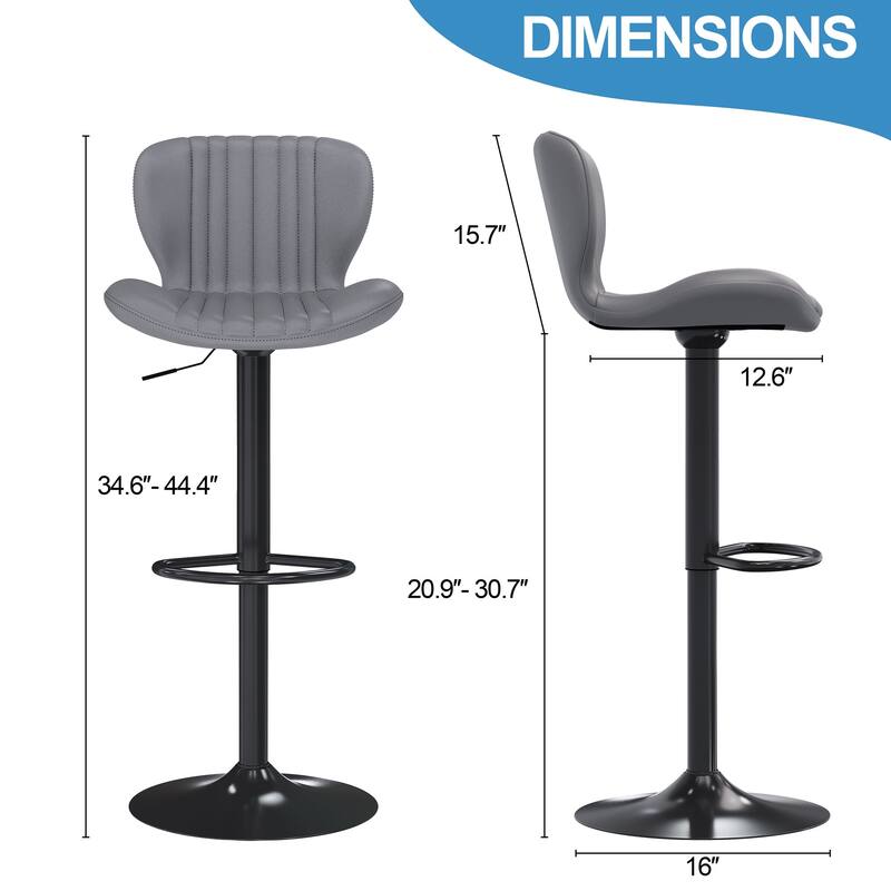 Scallop Swivel Bar Stool Set with Height-adjustable Seat - N/A