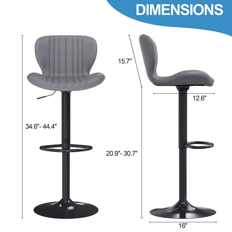 Scallop Bar Stool with 360° Swivel - Modern Kitchen & Home Bar Seating，Set of 2 - N/A
