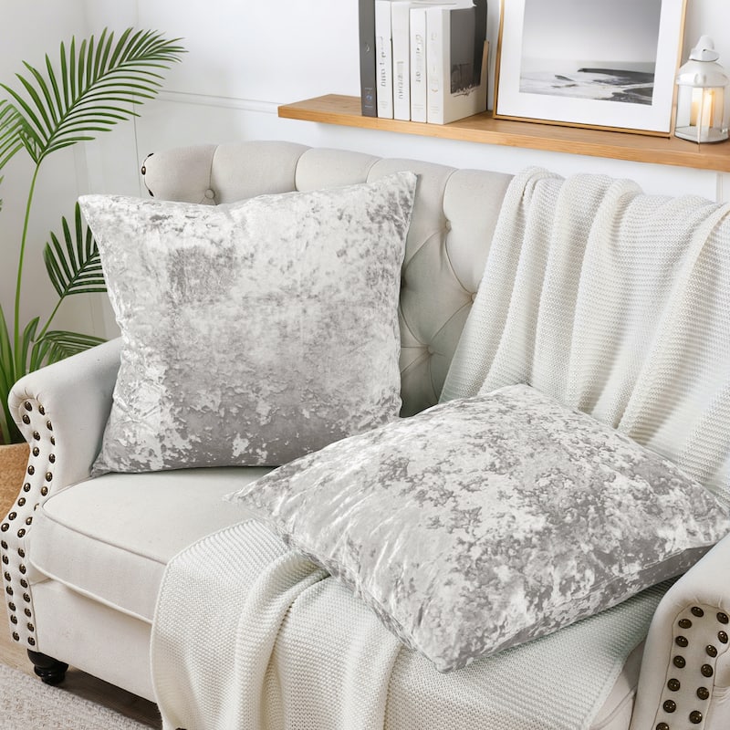 Rancho Crushed Velvet Throw Pillow Cover Set, NO INSERT - 26" x 26" - Silver