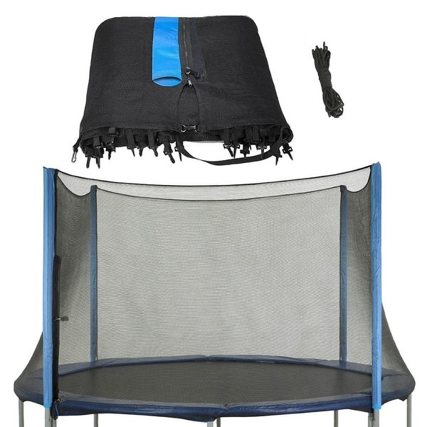 slide 2 of 5, Machrus Upper Bounce Trampoline Replacement Net, For 12' Round Frames Using 4 Straight Poles, Installs Outside of Frame-NET ONLY