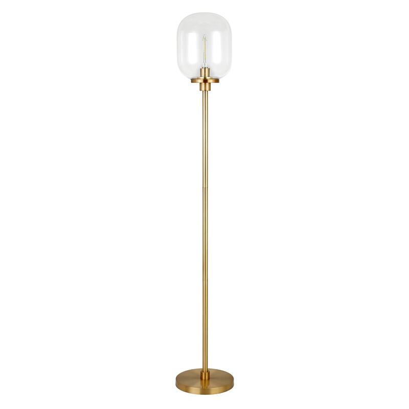 Agnolo Handmade Seeded Glass Blackened Bronze Floor Lamp